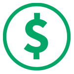 "$" sign in a circle icon